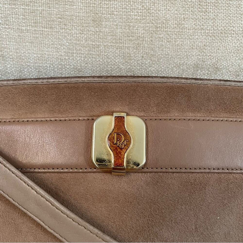 DIOR Christian Dior Taupe / Light Brown Suede Leather Shoulder Bag - Picture 6 of 16